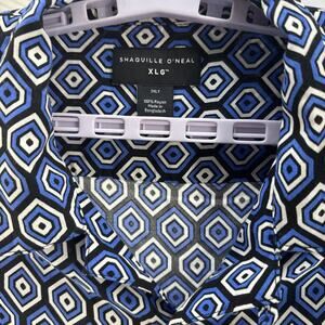 Shaquille O'Neal Geometric Print Men’s Button Down Shirt Size XL Classic Collar